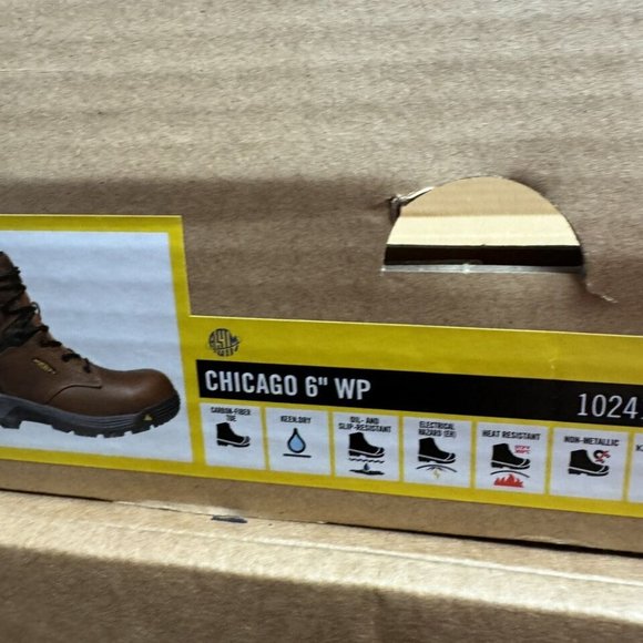 Keen Mens Chicago 6” Waterproof Boot Brown Size 8.5 M